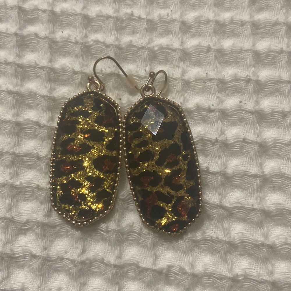 Gold leopard earrings